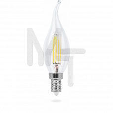 Лампа светодиодная LB-69 4LED(5W) 230V E14 4000K филамент свеча на ветру диммируемая 25654