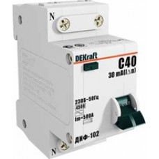 DEKraft Дифференциальный автоматический выключатель 1Р+N 16А 30мА тип AC х-ка С ДИФ-102 4,5кА 16003DEK