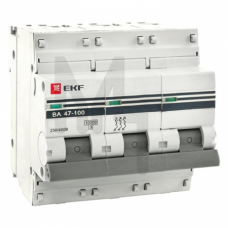 Автоматический выключатель 3P 40А (D) 10kA ВА 47-100 EKF PROxima mcb47100-3-40D-pro