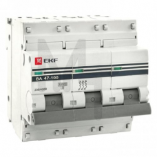 Автоматический выключатель 3P 125А (C) 10kA ВА 47-100 EKF PROxima mcb47100-3-125C-pro