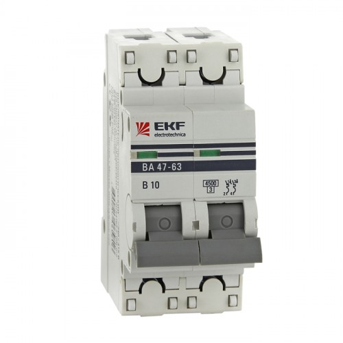 Автоматический выключатель 2P 2А (C) 4,5kA ВА 47-63 EKF PROxima mcb4763-2-02C-pro