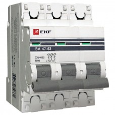 Автоматический выключатель 3P 10А (D) 6кА ВА 47-63 EKF PROxima mcb4763-6-3-10D-pro