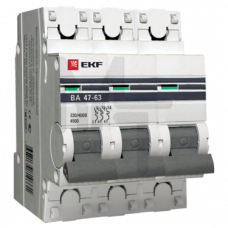 Автоматический выключатель 3P 25А (C) 4,5kA ВА 47-63 EKF PROxima mcb4763-3-25C-pro