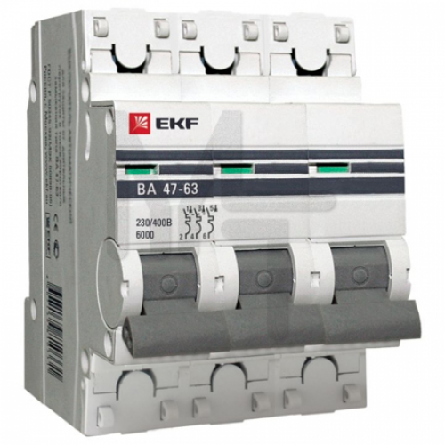Автоматический выключатель 3P 40А (C) 6кА ВА 47-63 EKF PROxima mcb4763-6-3-40C-pro