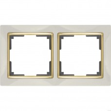 Рамка на 2 поста (белый / золото) / WL03-Frame-02-white-GD / W0021933 a051663