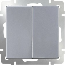 Выключатель двухклавишный  проходной / WL06-SW-2G-2W (серебряный) / W1122006 a051509