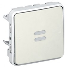 Legrand Plexo Белый Мех Выключатель 1-клавишный кнопочный с подсветкой НО-контакт IP55 69632