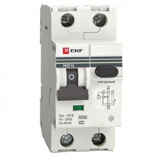 Дифференциальный автомат АВДТ-63 50А/100мА (хар-ка C, электронный тип A) 6кА EKF PROxima DA63-50-100e