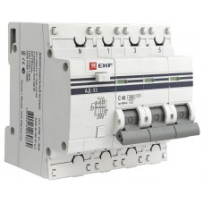Дифференциальный автомат АД-32 3P+N 16А/30мА (тип А) EKF PROxima DA32-16-30-4P-a-pro