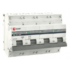 Автоматический выключатель 4P 100А (D) 10kA ВА 47-100 EKF PROxima mcb47100-4-100D-pro