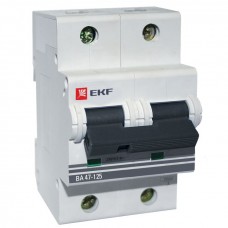 Автоматический выключатель 2P 100А (C) 15кА ВА 47-125 EKF PROxima mcb47125-2-100C
