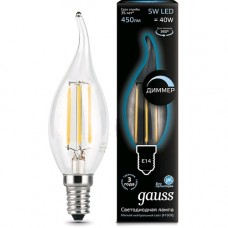 Лампа Gauss LED Filament Свеча на ветру dimmable E14 5W 450lm 4100K 1/10/50 104801205-D