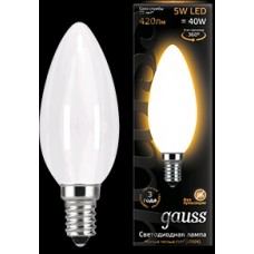 Лампа Gauss LED Filament Свеча OPAL E14 5W 420lm 2700К 1/10/50 103201105