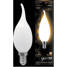 Лампа Gauss LED Filament Свеча на ветру OPAL E14 5W 420lm 2700К 1/10/50 104201105