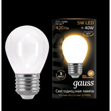 Лампа Gauss LED Filament Шар OPAL E27 5W 420lm 2700K 1/10/50 105202105
