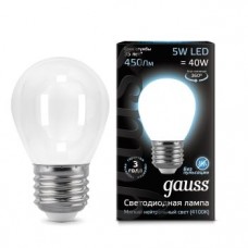 Лампа Gauss LED Filament Шар OPAL E27 5W 450lm 4100K 1/10/50 105202205