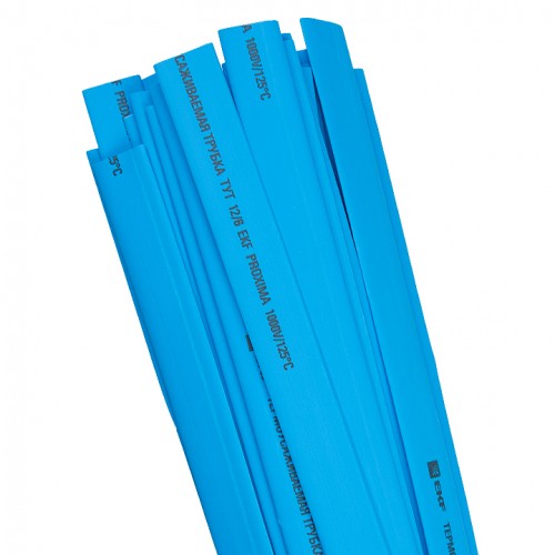 Термоусаживаемая трубка ТУТ 12/6 синяя в отрезках по 1м EKF PROxima tut-12-g-1m