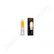 Лампа Gauss LED G9 AC220-240V 4.5W 380lm 3000K Glass 1/10/200 107809104