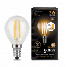 Лампа Gauss LED Filament Шар E14 7W 550lm 2700K step dimmable 1/10/50 105801107-S