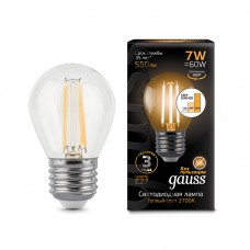 Лампа Gauss LED Filament Шар E27 7W 550lm 2700K step dimmable 1/10/50 105802107-S