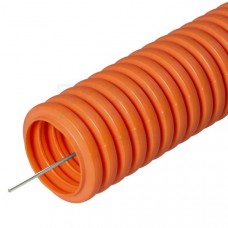 Труба гофрированная ПНД лёгкая 350 Н безгалогенная (HF) оранжевая с/з д50 (15м/660м уп/пал) Промрука PR.025061