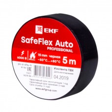 Изолента ПВХ 15мм 5м черный серии SafeFlex Auto plc-iz-sfau-b