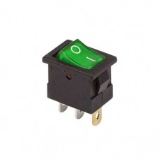 Выключатель клавишный 12V 15А (3с) ON-OFF зеленый  с подсветкой  Mini  REXANT 36-2173