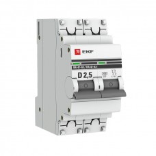 Автоматический выключатель 2P 2,5А (D) 4,5kA ВА 47-63 EKF PROxima mcb4763-2-2.5D-pro