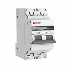Автоматический выключатель 2P 3А (D) 4,5kA ВА 47-63 EKF PROxima mcb4763-2-03D-pro