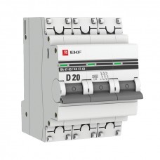 Автоматический выключатель 3P 20А (D) 6кА ВА 47-63 EKF PROxima mcb4763-6-3-20D-pro