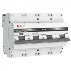 Автоматический выключатель 4P 10А (D) 10kA ВА 47-100 EKF PROxima mcb47100-4-10D-pro