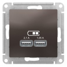 AtlasDesign Мокко Розетка USB, 5В, 1 порт x 2,1 А, 2 порта х 1,05 А, механизм ATN000633